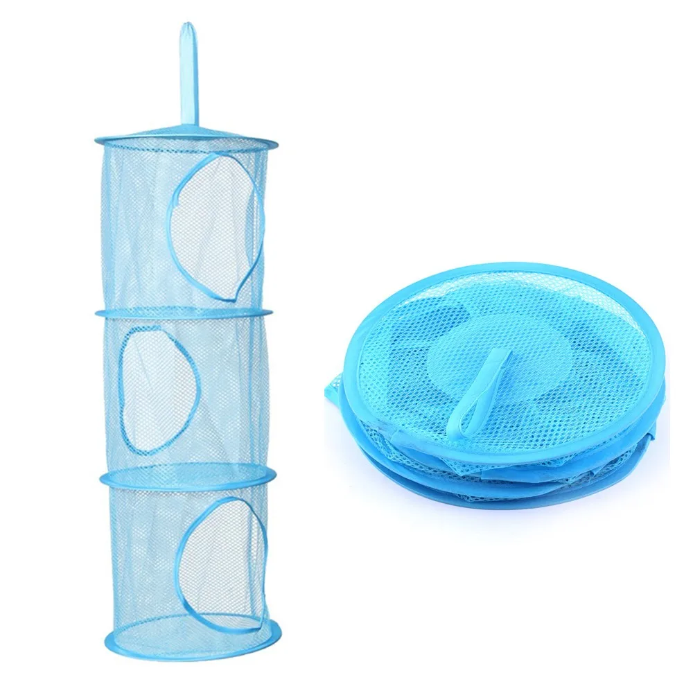 3 полки сетка для хранения подвесная детский игрушечный Органайзер сумка спальня стены двери шкаф дома бытовой - Цвет: blue