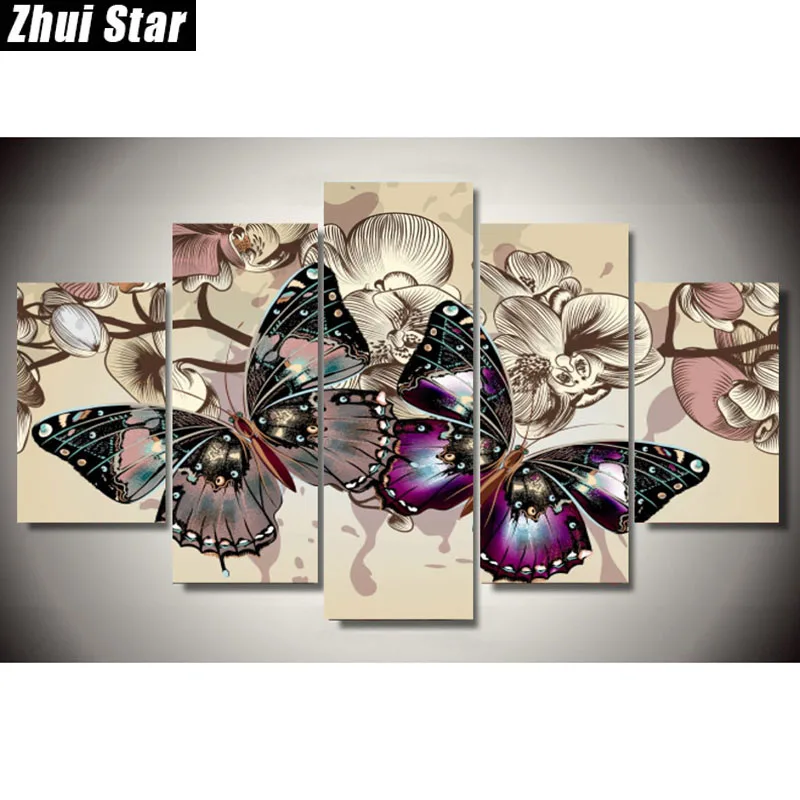 

Zhui Star 5D DIY Full Square Diamond Painting "butterfly" Multi-picture Combination Embroidery Cross Stitch Mosaic Decor gift