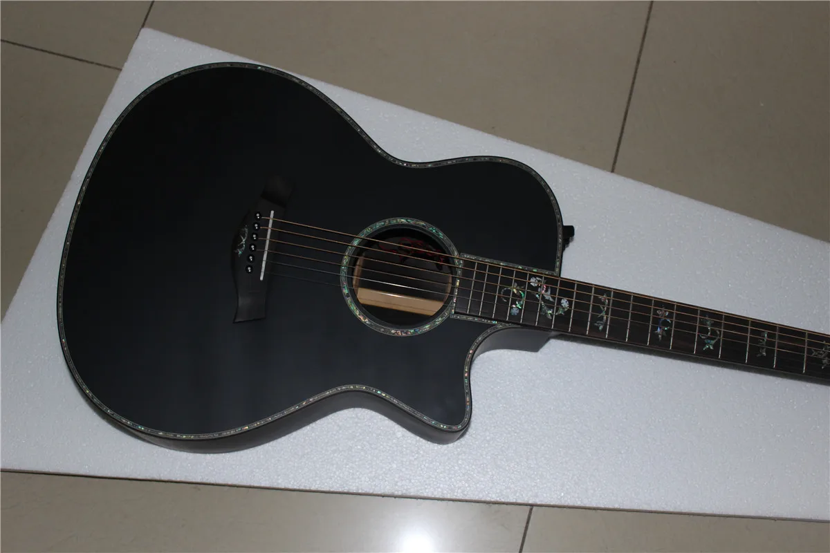 

free shipping top quality acoustic guitar satin black color 916 ce acoustic electric guitar solid top handmade guitars