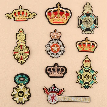 

Personalized custom British style crown badge styling patch paste high-end clothing accessories embroidery cloth stickers