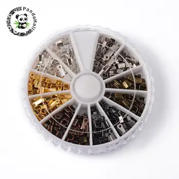 

1 Box 6 Colors Iron Cord Ends, Mixed Color, 6x3x2.3mm, Hole: 1.2mm; about 420pcs/box
