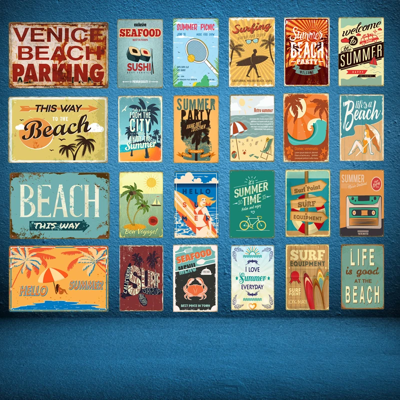 Hello летнее винтажное украшение для стен жизнь хорошо на пляже Металл художественный плакат Бар Паб Кафе Ретро тарелка морепродукты жестяные знаки YD014