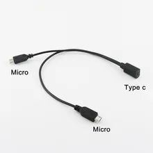 1х USB 3,1 Тип C гнездо для двойной микро-usb штекер Y сплиттер данных зарядный кабель 20+ 30 см