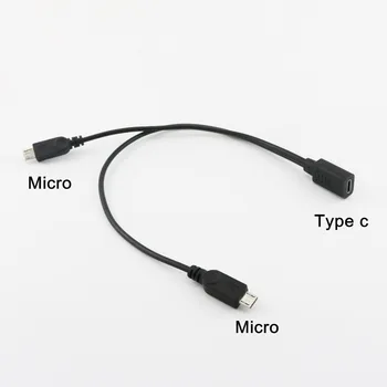 

1x USB 3.1 Type C Female Jack to Dual Micro USB Male Plug Y Splitter Data Charging Connector Cable 20+30cm