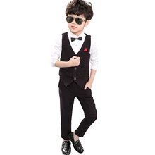 Boy Suits for Weddings Prom Formal Suits Birthday Dress for Boys Tuexdo Children Clothing 3 piece Vest + shirt + pants
