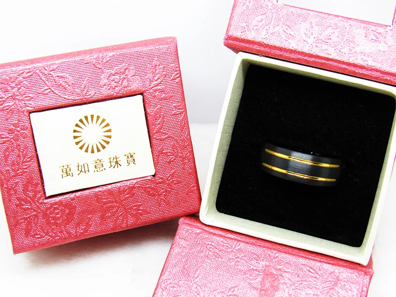 Новая модель черная и желтая Золотая кисть вольфрамовое кольцо для мужчин модное Ювелирное кольцо 8 мм