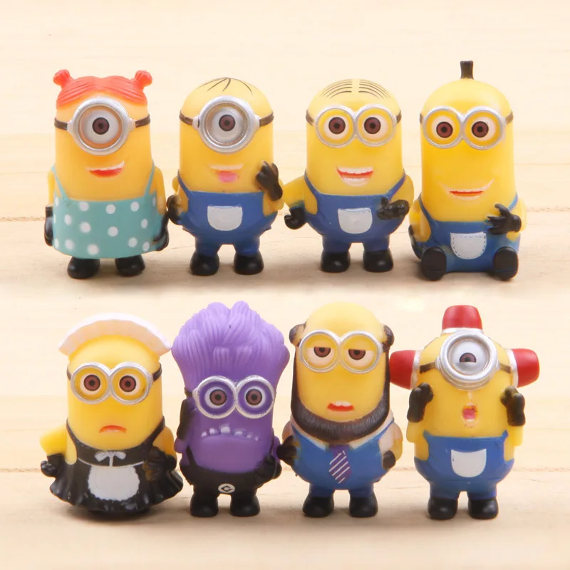 

8pcs/lot 8 style for Minion Miniature Figurines Toys Cute Lovely Model Kids Toys 5cm PVC Anime Children Figure