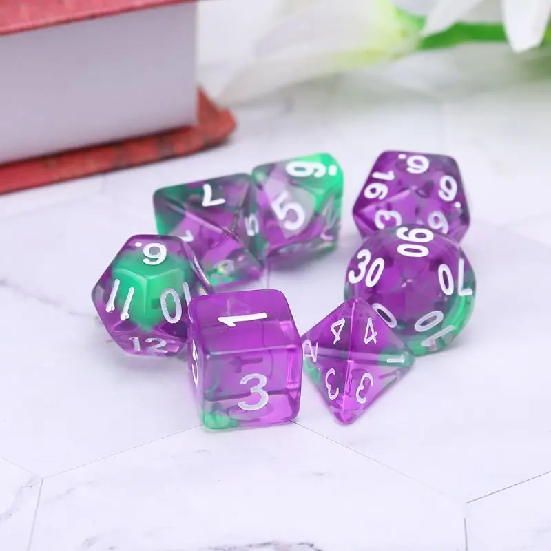 7 шт прозрачный двухсторонний D4 D6 D8 D10 D12 D20 подземелья и дракон D & RPG поли