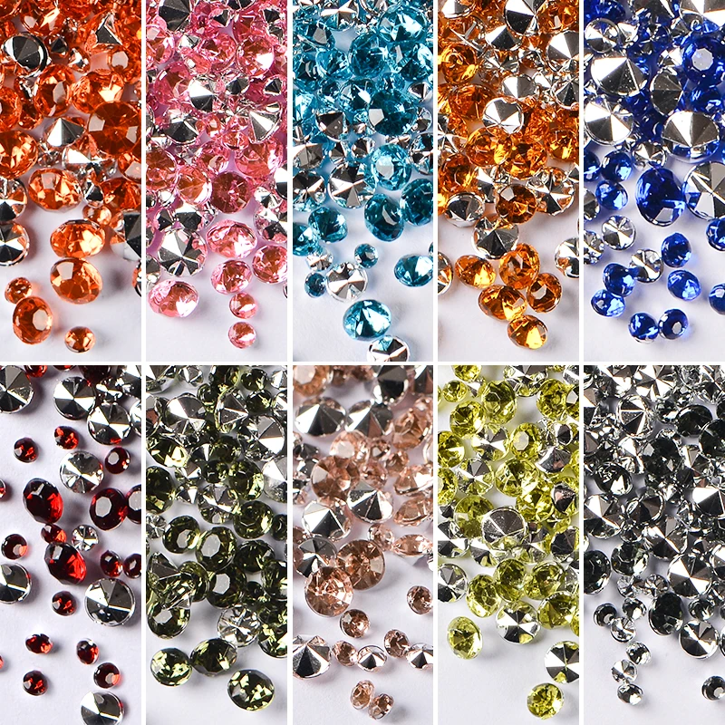 

1 Box Shiny Crystal Nail Rhinestone AB Silver Flat Back Stone 3D Glitter Jewelry Glass Charm Nail Art Decoration