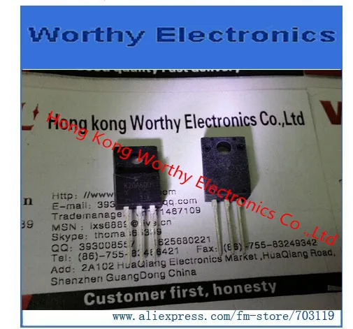 10 шт./лот K20A60U K20A60 MOSFET N-CH 600 V 20A TO-220SIS