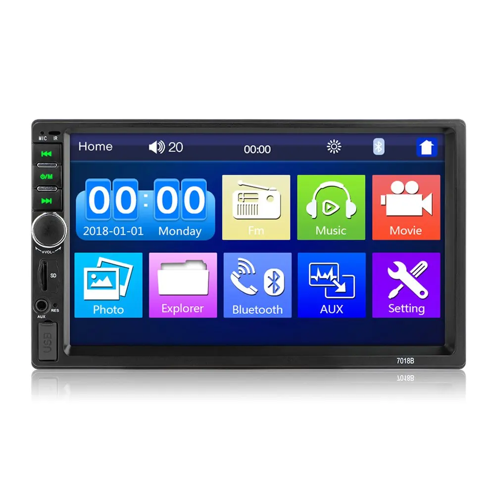 

7018B 7" 2 Din Touch Screen Car MP5 Player Audio Stereo FM Radio Bluetooth Multimedia Player with Camera Support TF