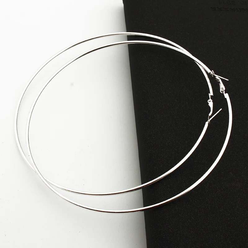 

1pair 120mm European Exaggeration Oversize Hoop Earrings Women Personality Gold Silver Big Circle Earring Brinco Pendiente E0329