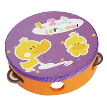 " ручной бубен ручной барабан игрушка с 4 наборами металлические Jingles для вечерние детские игры, 1 шт./упак.(4 узора случайной доставки