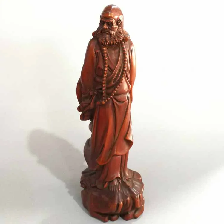 

Old Poplar wood sculpture Dharma ancestor small decoration antique wood carving Lou pieces antique pulp wood carving Buddha stat