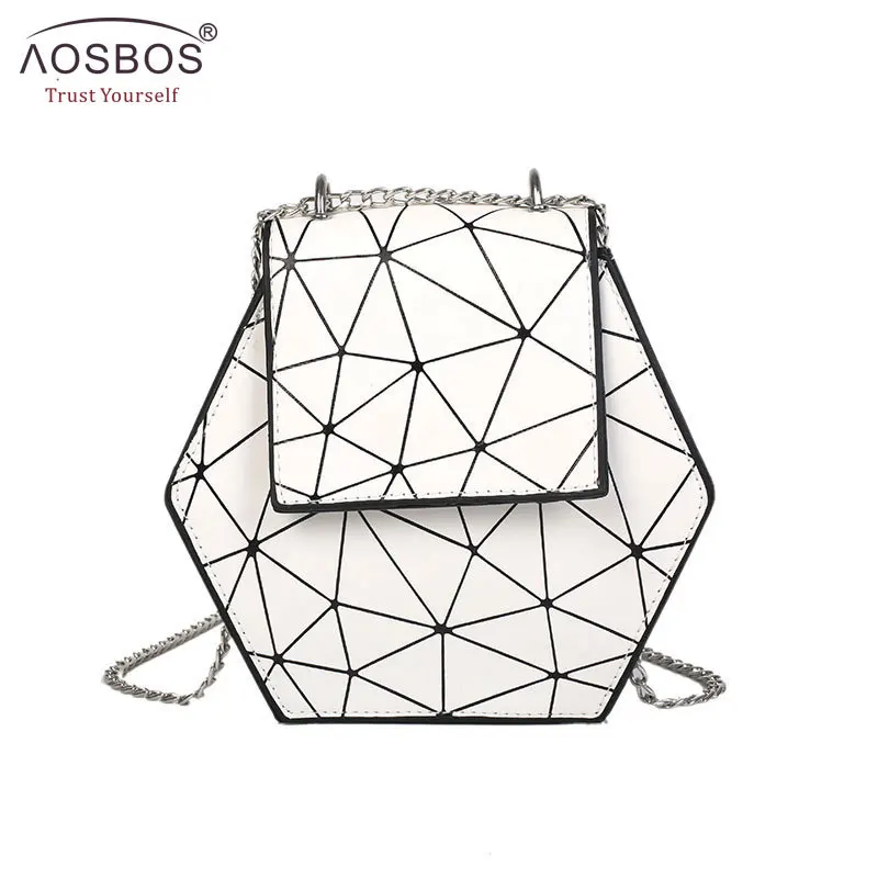 

Aosbos Fashion Women New Designer Messenger Crossbody Bag For Girl Tote Geometry Shoulder Folding Phone Pouch Handbag ID Card