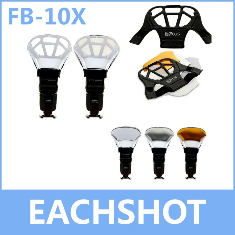 Focus fb-10, tập trung fb-10x flash thoát reflector thẻ diffuser với 3 màu reflector cho canon nikon yongnuo flash speedlite