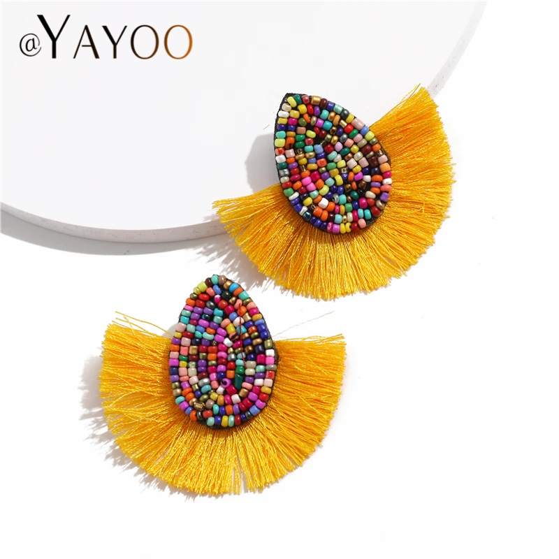 Colorful Beaded Tassel Earrings for Women Fashion Wedding Big Statement Female Fringe Hanging Earings Jewelry dangle earrings drop earrings pendant earrings long earrings crystal tassel earrings