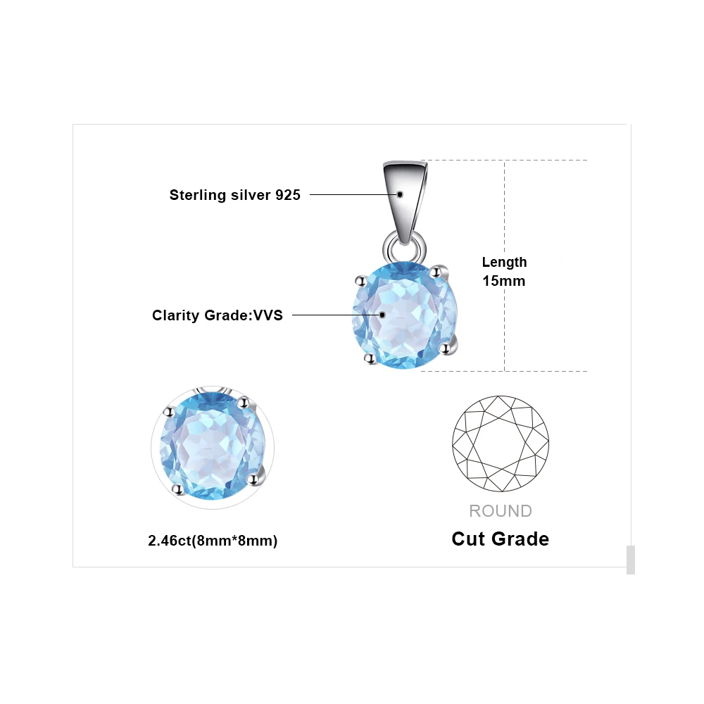 Ювелирный дворец Природный Голубой топаз кулон ожерелье 925 драгоценные камни из стерлингового серебра колье заявление ожерелье