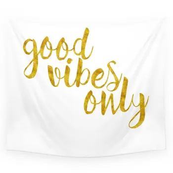 

Good Vibes Only In Gold Wall Tapestry Home Room Wall Decoration Bedspread Dorm Cover