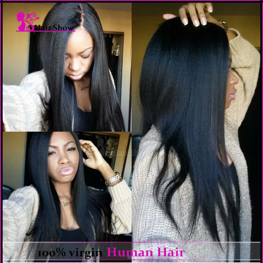 

Hot Selling Italian Yaki Full Lace Wig 100% Virgin Brazilian Glueless Human Hair Yaki Straight Lace Front Wigs For Black Women