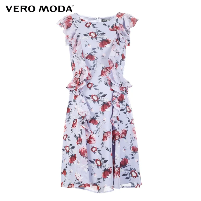 Vero Moda 2019 летнее платье женское пляжное без рукавов шифоновое с цветами |