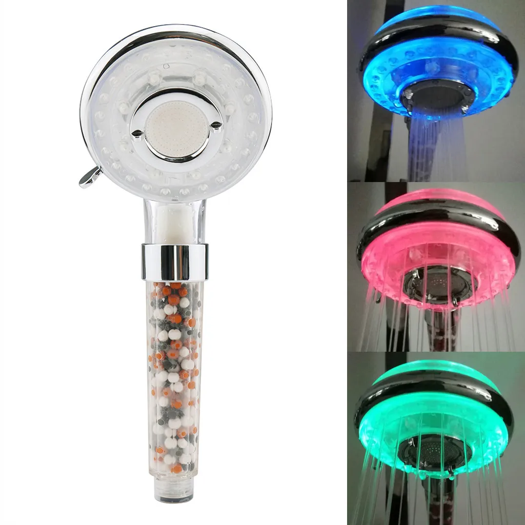 

Shower Head Colorful LED Change Shower Faucet Bathroom Water Glow Light Filter Hand Rainfall Spray Bath Tap Water Saving 19MAY17