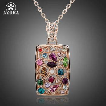 

AZORA Gorgeous Rose Gold Color Multicolour Stellux Austrian Crystal Jewelry Pendant Necklace TN0083