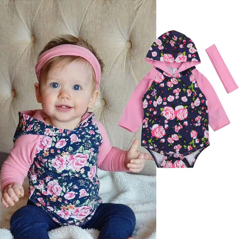 Newborn Baby Girls Clothes Floral Bodysuits Jumpsuit One Pieces