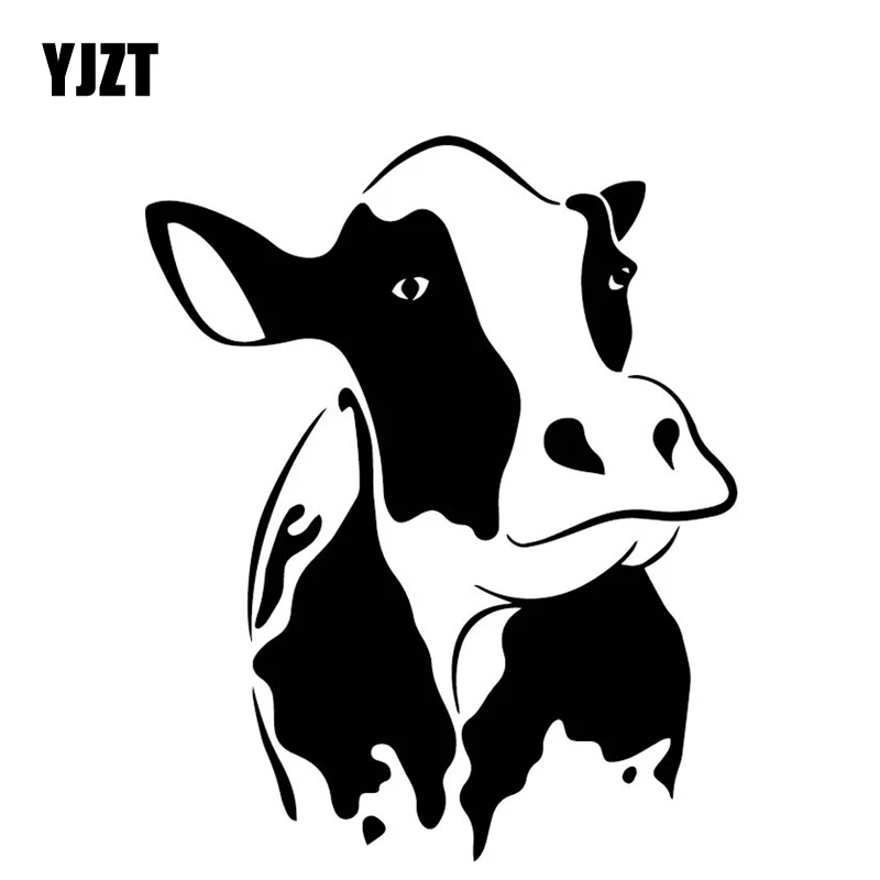 

YJZT 13.4CM*16.4CM Cow Decor Car Sticker Vinyl Decal Body Of Car Accessories Black/Silver C4-1274