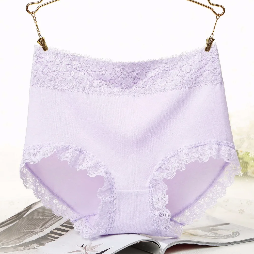 Comfortable Cotton Women Lace Briefs High Waist Panties Seamless ...