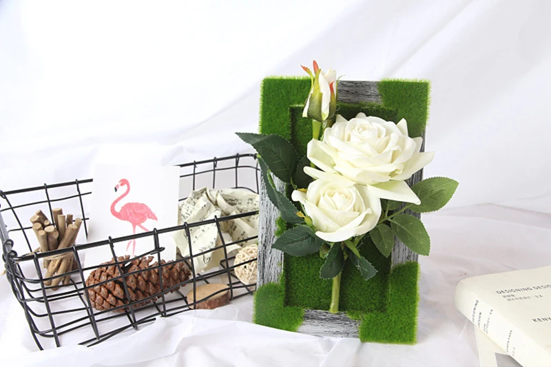 JAROWN Wall Mounted 3D Simulation Rose Flowers Photo Frame Wedding Decoration Artificial Silk Flower Home Decor (5)
