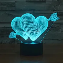 Free Ship 7 Color Changing The Arrow of Love 3D LED Night Light USB LED Decorative Cupid’s Arrow Table Lamp Desk Lighting