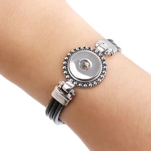 Металлический 18 мм сплав Отрегулируйте браслет с застежкой настоящий кожаный браслет 18 мм браслет с защелкой для женщин ювелирные изделия