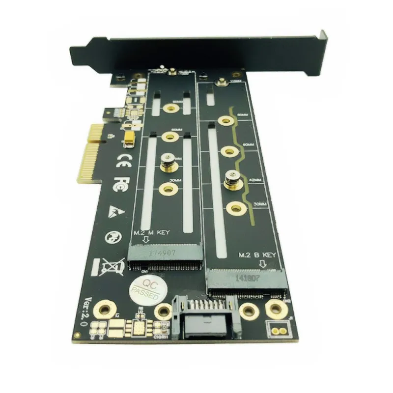 M.2 NVMe SSD NGFF к PCIE X4 адаптер M ключ B двойной интерфейс карты радиатор низкопрофильный