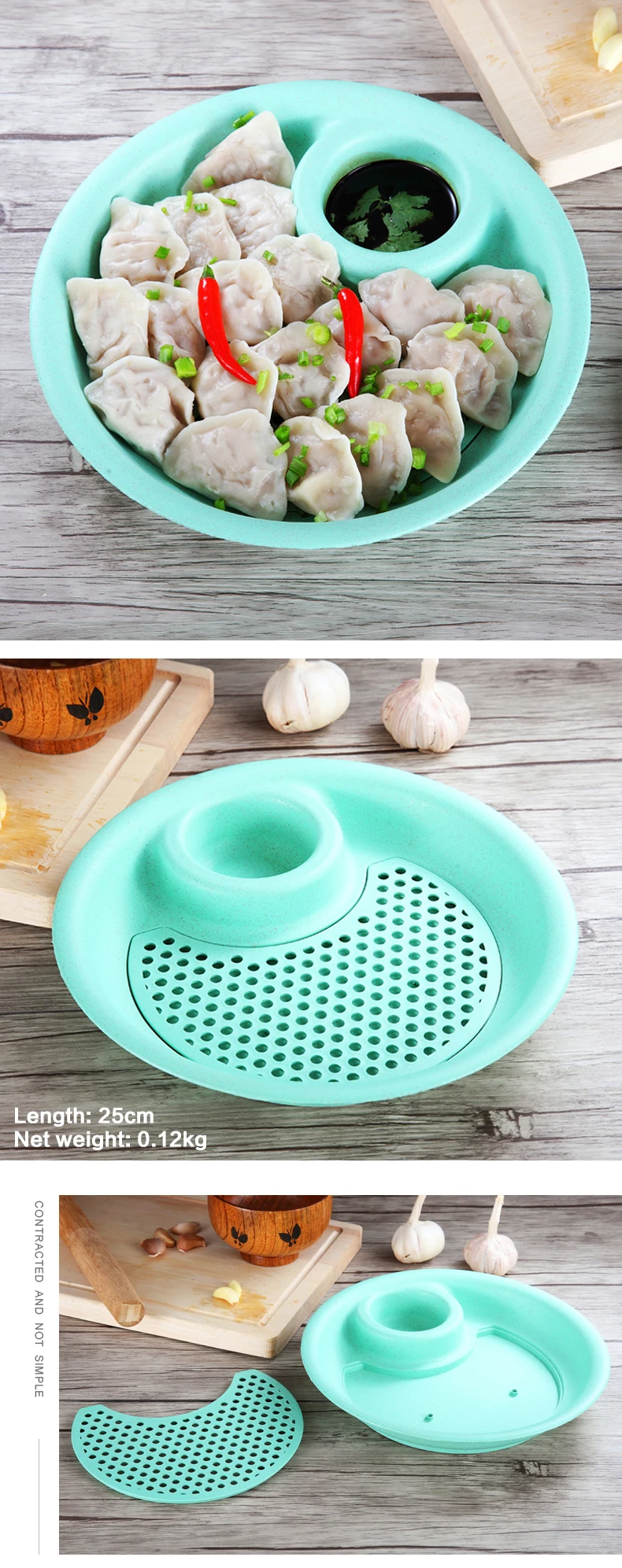 WORTHBUY 1 Pcs Creative Wheat Straw Dumplings Dish Multi-function Dumplings Plate Sauce Snack Dish Fruits Food Container