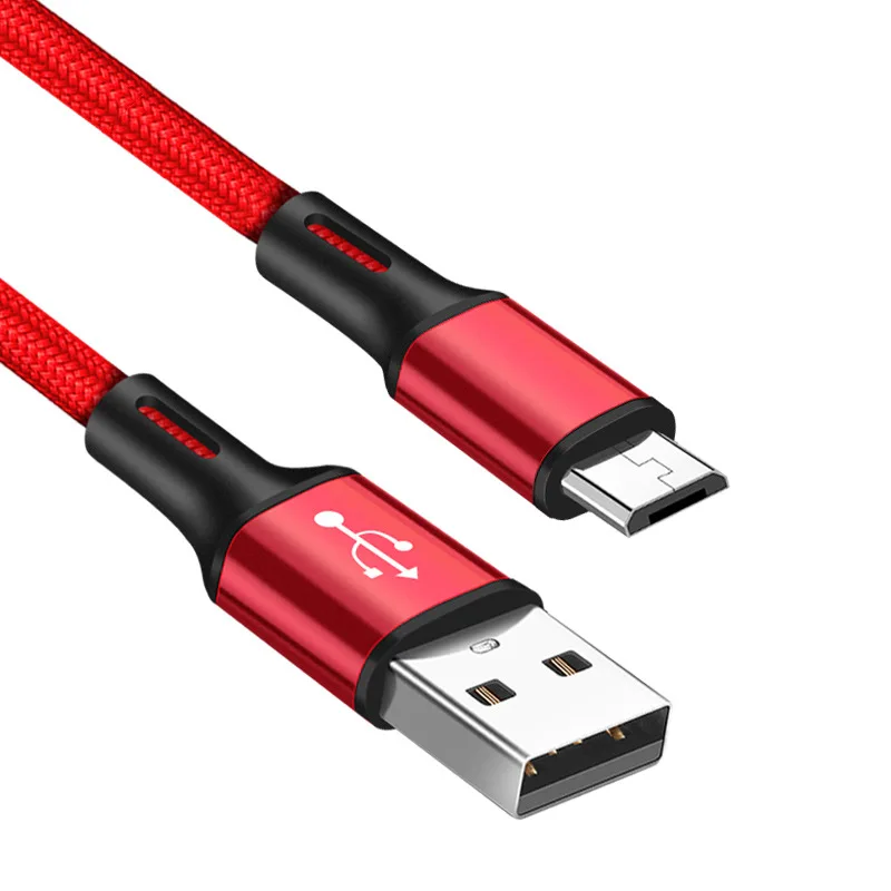 المصغّر USB كابل شحن سريع النايلون USB مزامنة بيانات الهاتف المحمول الروبوت محول كابل الشاحن لسامسونج كابل 0.25 m 1 m 2 m 3 m