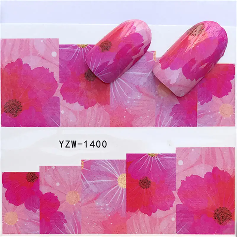 YWK, 1 лист, бабочка/перо/цветок, искусство ногтей, водные переводные наклейки, переводная наклейка с милым животным, наклейка для маникюра - Цвет: YZW-1400