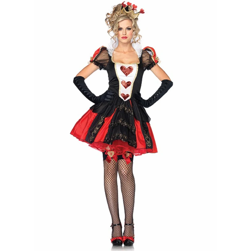 

Red Queen of Hearts Costume Adults Women Alice In Wonderland Party Evil Queen Cosplay Fancy Dress Up Outfit