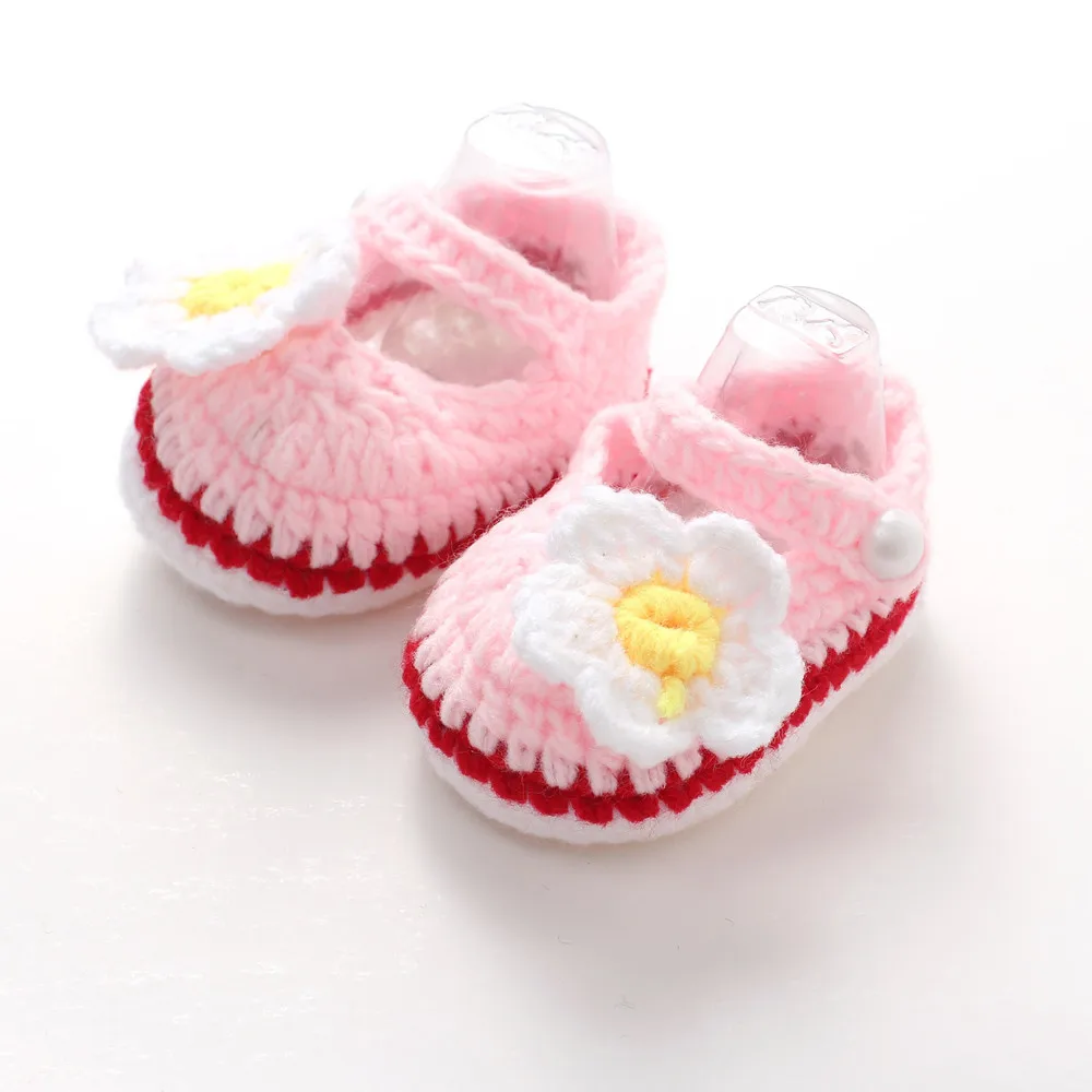 Ручной вязки шерсть детская обувь мягкая подошва обуви малыша и носки для Для мужчин и Для женщин (1-18 месяцев)