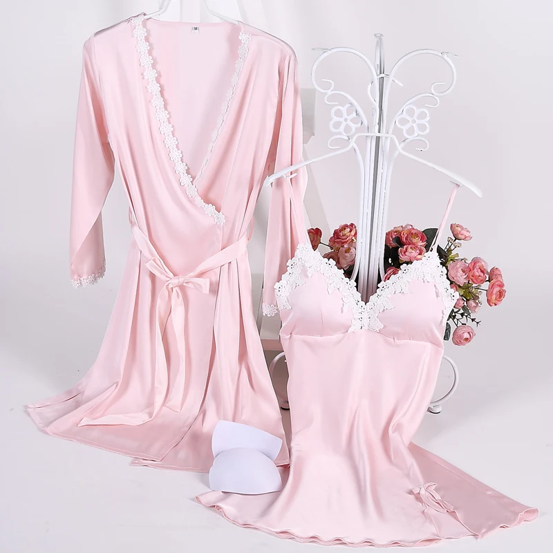 pink silk like robe sets (1)