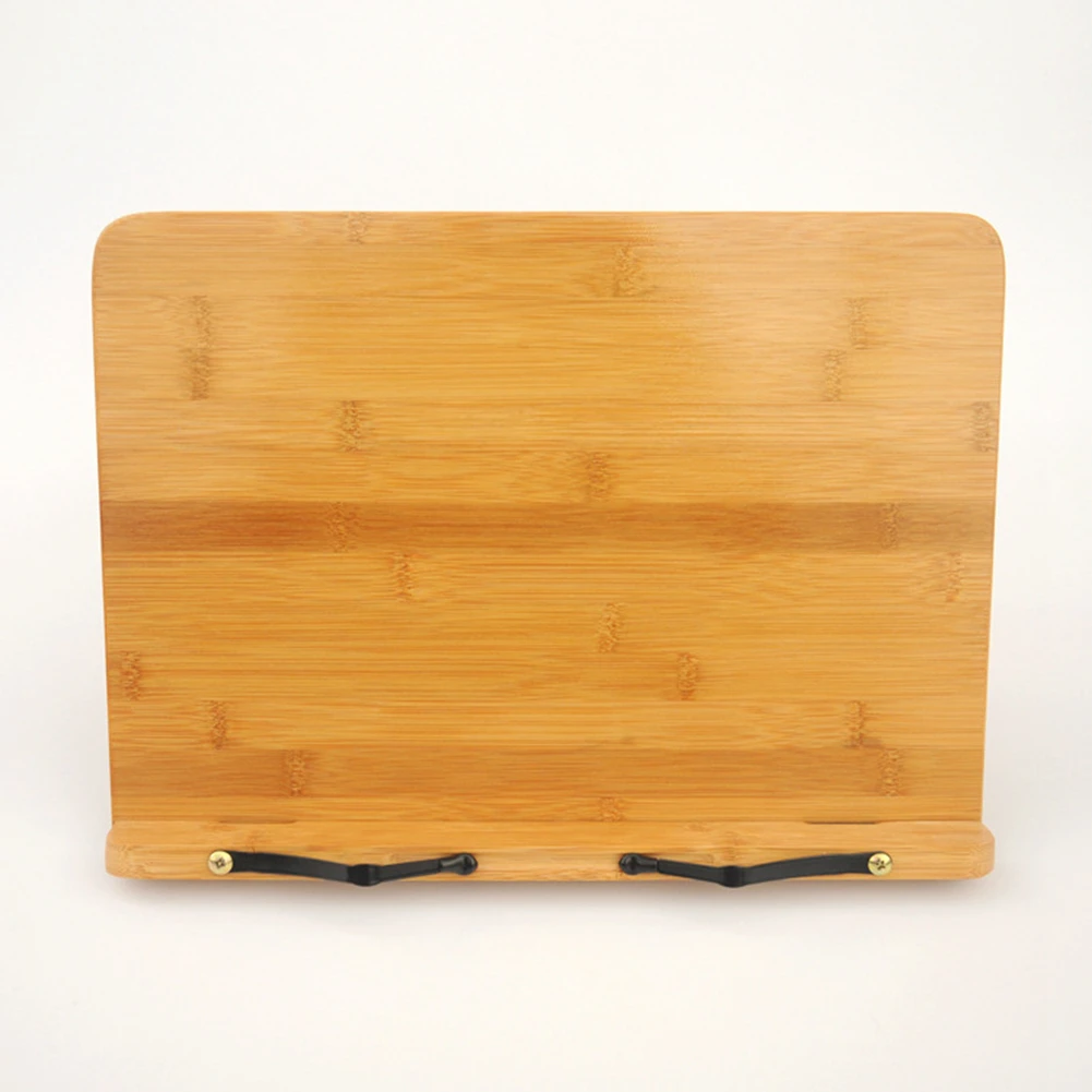 

Tablet Book Holder Study Room Natural Bamboo Backing Pages Fixed Foldable Cook Reading Rest Elegant Recipe Cookbook Stand #0108