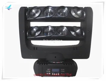 

free shipping 6pcs/lot Spider 8 Eyes Moving Head Light 8x10w RGBW Rotating Beam Spider Lamps DMX Stage Disco Light for Party DJ