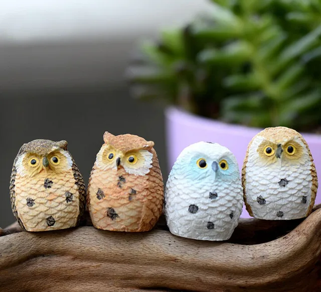 Miniatura búho pájaro artificial de hadas jardÃn terrario contenedor jardÃn decoración animal de la resina mini.jpg 640x640.jpg