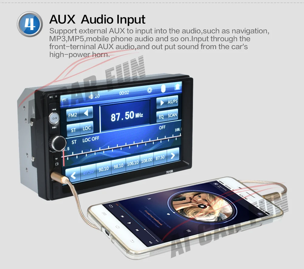 7010B Ai CAR /Bluetooth MP5 FUN なしリアビューカメラ 2Din プレーヤータッチスクリーンの自動オーディオステレオマルチメディア 倉庫を洗う FM/MP5/USB/AUX 車ラジオ車 7 7010B Ai CAR /Bluetooth 7