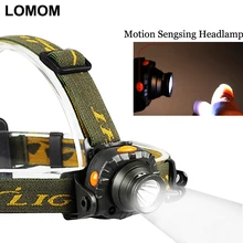 LOMOM Motion Sensing Rechargeable Cree Led Headlamp 18650 Sensor Head Light Cycling Flashlight AAA