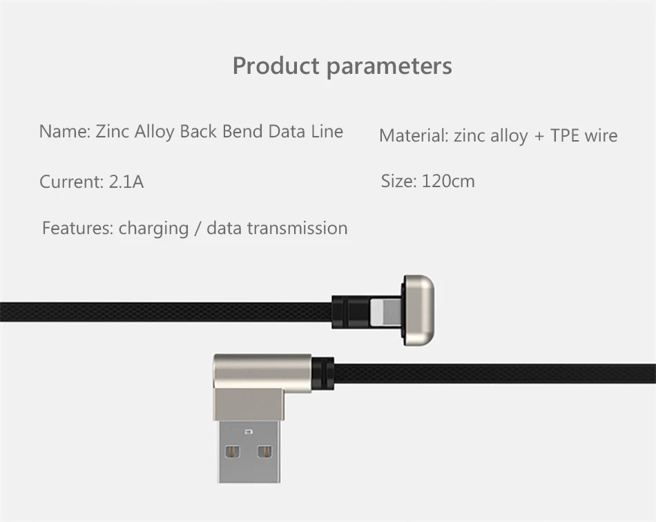 Zinc Alloy Elbow Charger Cable For iphone X XS XR 8 7 6 6s 5 Plus Lighting Charging Phone Data Cables 8 Pin For Apple 1 (17)