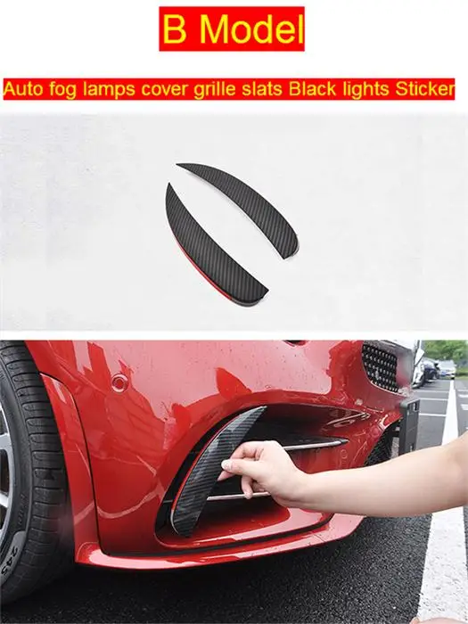 Car styling Auto fog lamps cover grille slats Black lights Sticker decoration Strip For Mercedes Benz CLS Class Accessories - Название цвета: B Model Carbon fiber