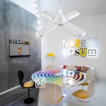 

CLAITE Newest AC95-265V 60W E27 LED Light Bulb Foldable Fan Blade Angle Adjustable Ceiling Lamp for Indoor Decor Corridor