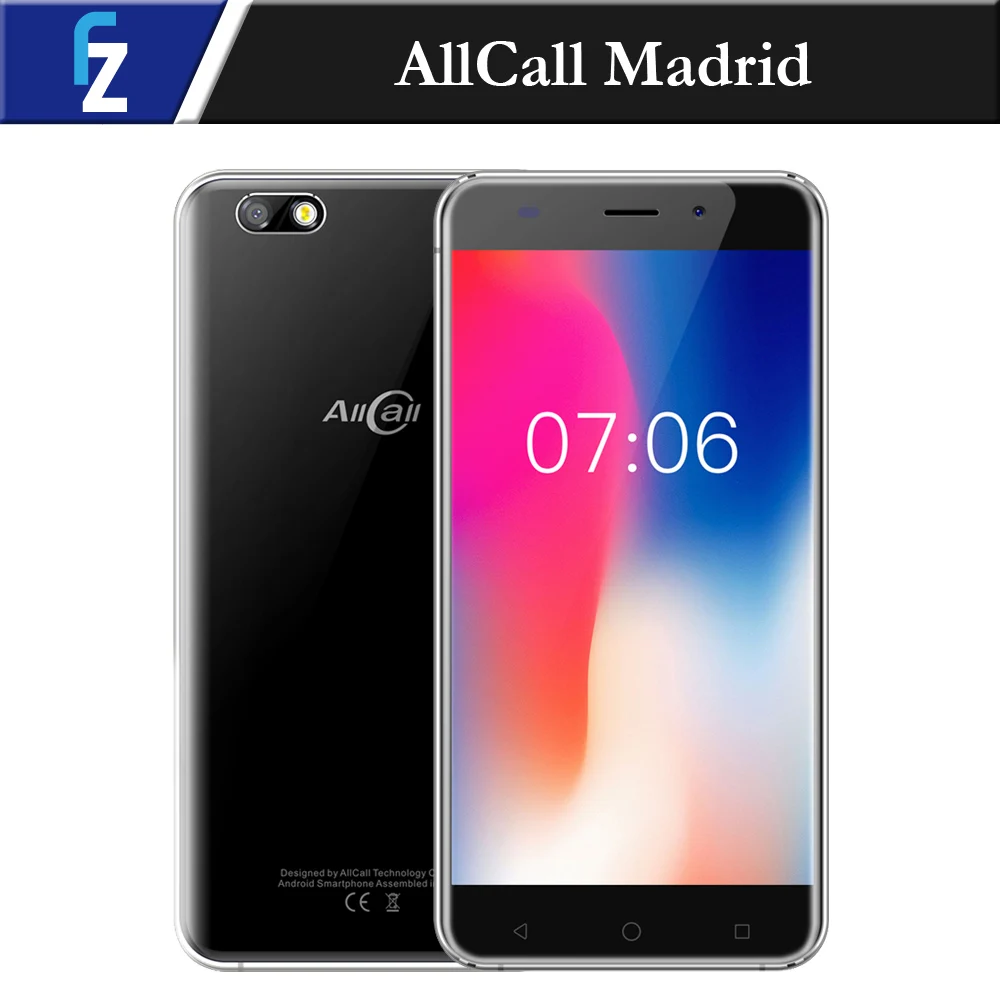 AllCall Madrid 5.5" HD 3G WCDMA Phone MTK6580A Quad Core Android 7.0 1G RAM 8G ROM 8.0MP Camera 2600mAh Smartphone Metal Frame