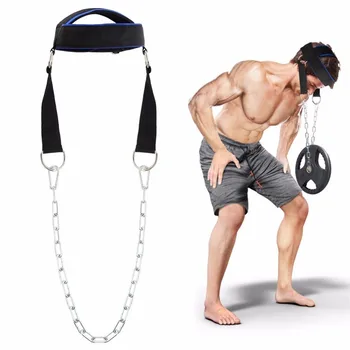 

Neck Weight Lifting Grip Wraps Straps Strength Exercise Adjustable Head Gym Fitness Crossfit Trainning Sport Belts Steel Chain